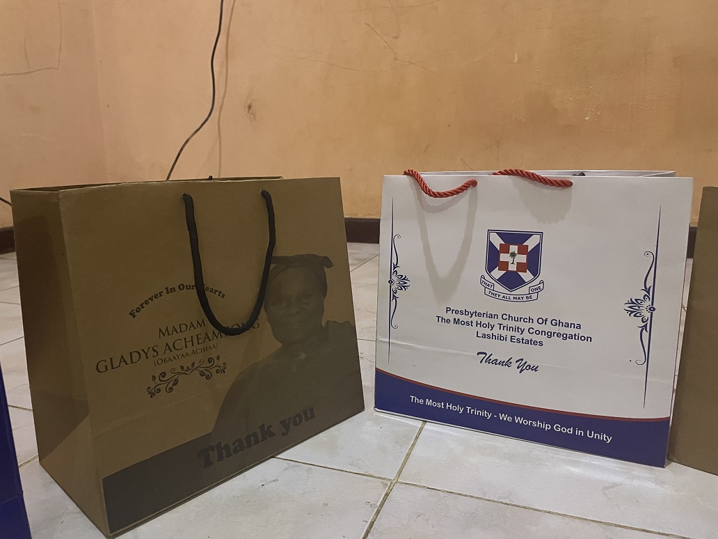 funeral and church paper bag